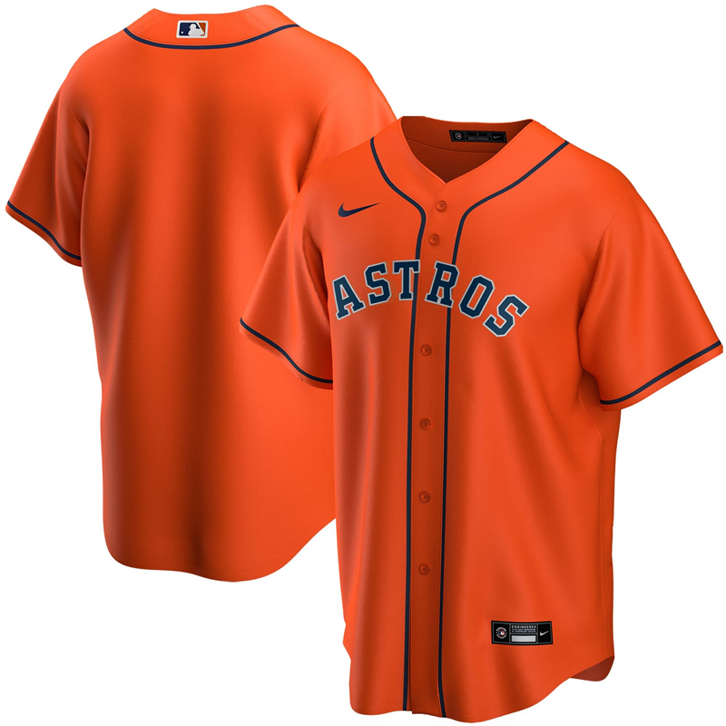 2020 MLB Men Houston Astros Nike Orange Alternate 2020 Replica Team Jersey 1